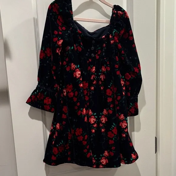 Janie and Jack velvet Navy w/ Red Rose Dress size 5 NWOT - Picture 7 of 7